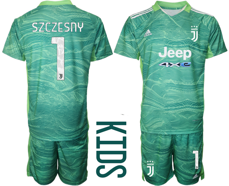 Youth 2021-2022 Club Juventus green goalkeeper #1 Soccer Jersey
